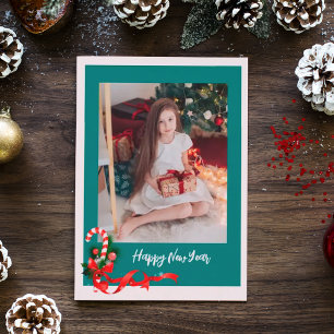 Modern elegant trendy one photo Christmas Card