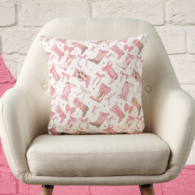 Modern Elegant Trendy Pink Bow Cowgirl Cushion (Creator Uploaded)