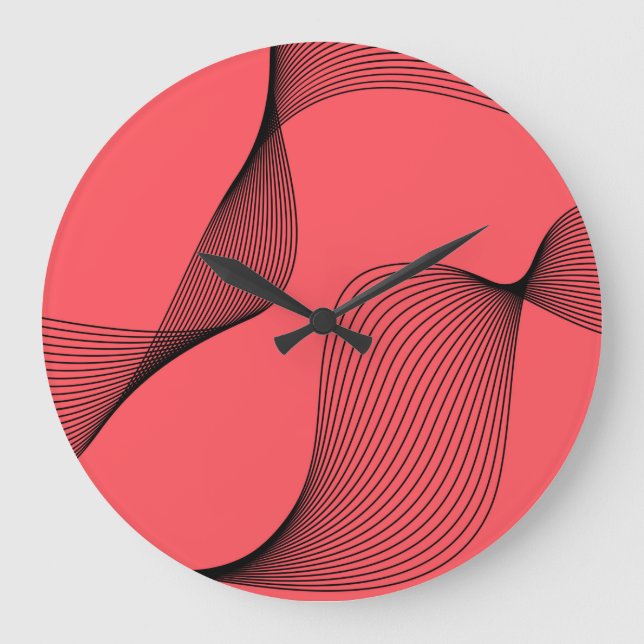 Modern, elegant, trendy, simple wavy illustration large clock (Front)
