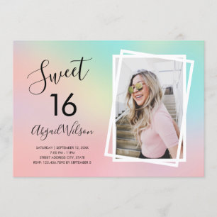 Modern elegant trendy sweet sixteen birthday party invitation