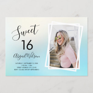 Modern elegant trendy sweet sixteen birthday party invitation
