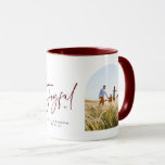 Modern elegant trendy typography joyful Christmas Mug<br><div class="desc">Modern elegant trendy typography burgundy joyful Christmas photo typography holiday card</div>