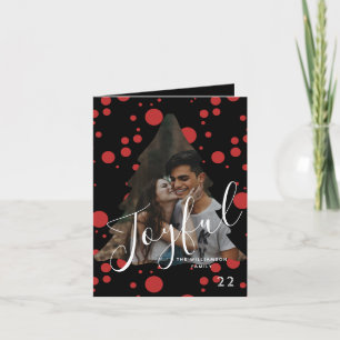 Modern elegant trendy typography red 1 photo holiday card