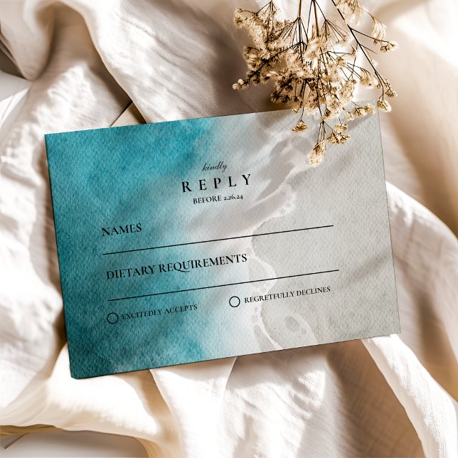 Modern Elegant Tropical Beach Wedding RSVP Card (Creator Uploaded)