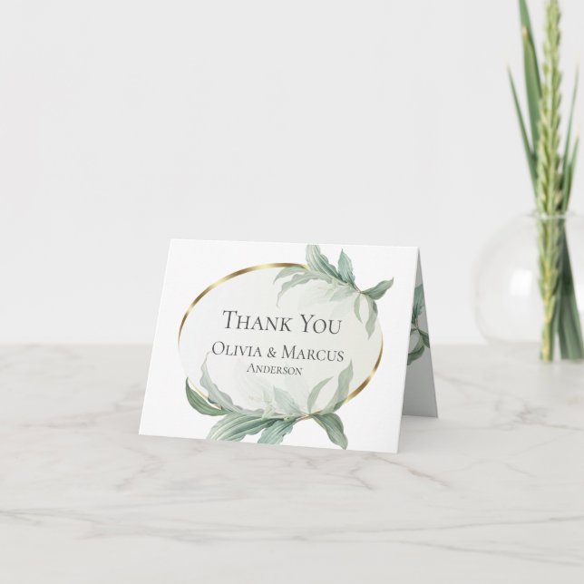 Modern Elegant Tropical Leaves Thank You Card (Front)