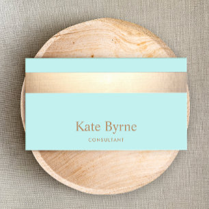 Modern Elegant Turquoise Blue Gold Stripe Business Card