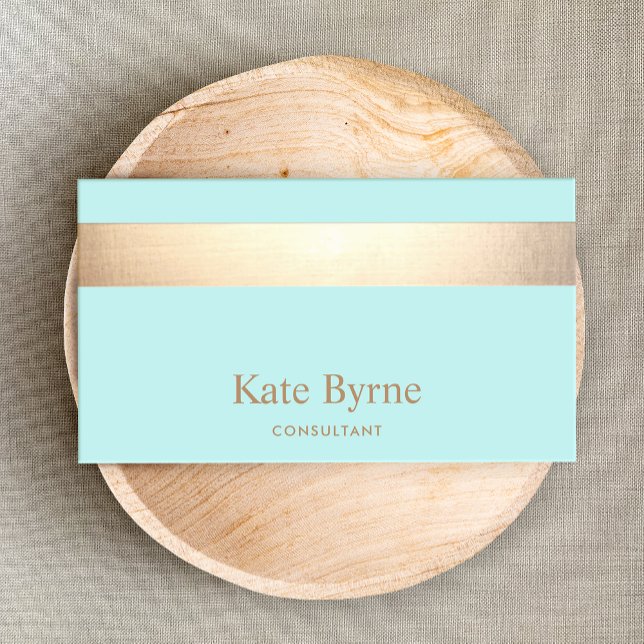 Modern Elegant Turquoise Blue Gold Stripe Business Card (Creator Uploaded)
