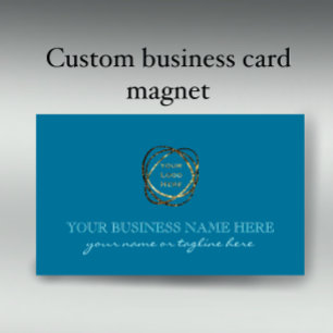 Modern Elegant Turquoise Custom Business Logo Magnetic Business Card