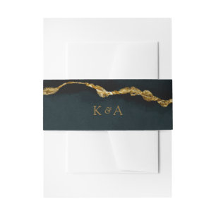 Modern Elegant Turquoise Gold Agate Wedding Invitation Belly Band