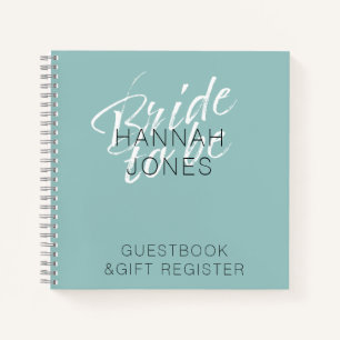Modern Elegant Turquoise Mint Green Bridal Shower Notebook