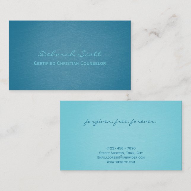 Modern Elegant Turquoise Teal Christian Counsellor Business Card (Front/Back)