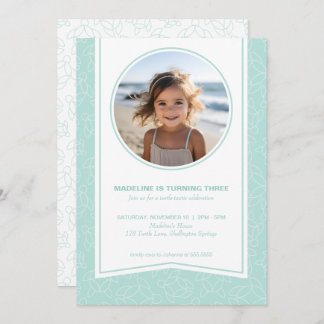Modern elegant turtle pattern photo invitation