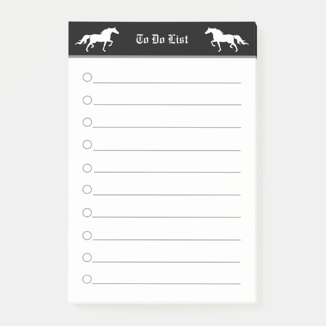 Modern elegant two horses in black & white post-it notes (Front)