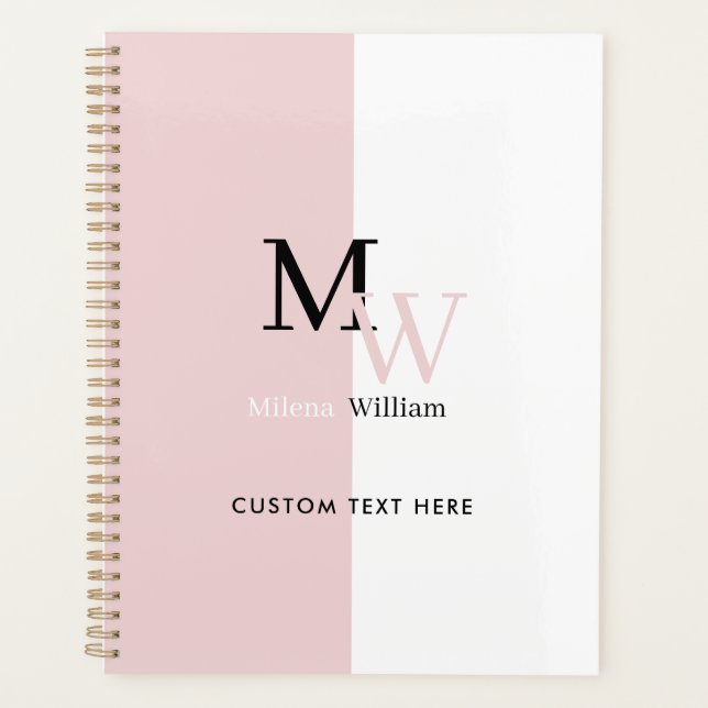 Modern Elegant Two Tone Monogrammed Planner (Front)