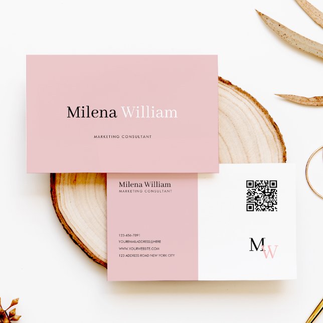 Modern Elegant Two Tone QR Code Business Card (Creator Uploaded)