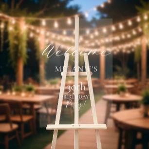 Modern Elegant Typographic Birthday Welcome Acrylic Sign
