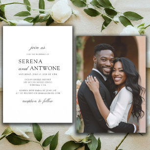 Modern Elegant Typography And Photo Wedding  Invitation