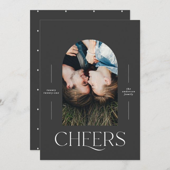 Modern elegant typography black 1 photo Christmas (Front/Back)