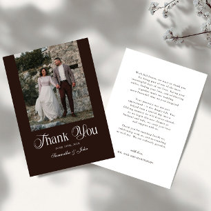 Modern Elegant Typography Burgundy Wedding Photo Thank You Card