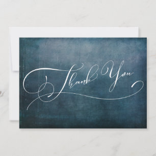 Modern Elegant Typography Distressed Teal Grunge Thank You Card