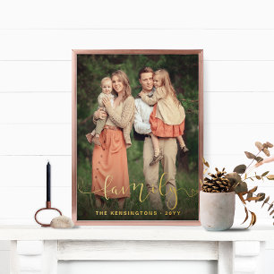 Modern Elegant Typography Family Photo Foil Prints