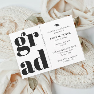 Modern Elegant Typography Graduation Invitation