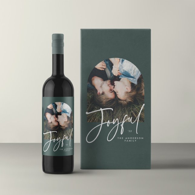 Modern elegant typography green joyful Christmas Medium Gift Bag (Creator Uploaded)