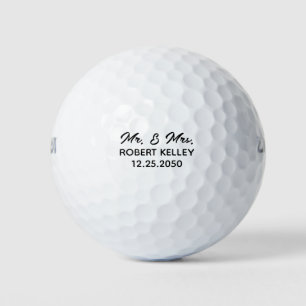 Modern Elegant Typography Mr & Mrs Wedding Favour Golf Balls