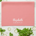 Modern Elegant Typography Name Best Peach Template Tea Towel<br><div class="desc">Modern Elegant Typography Name Template Pink Peach Colour Kitchen Towel.</div>