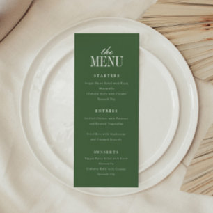Modern Elegant Typography Olive Green Wedding Menu