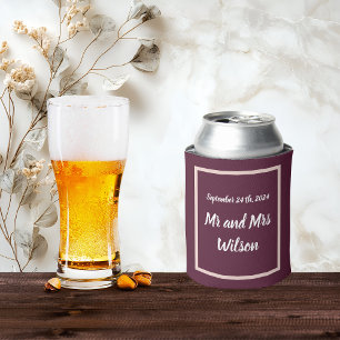 Modern Elegant Typography on Purple Rose Gold Can Cooler