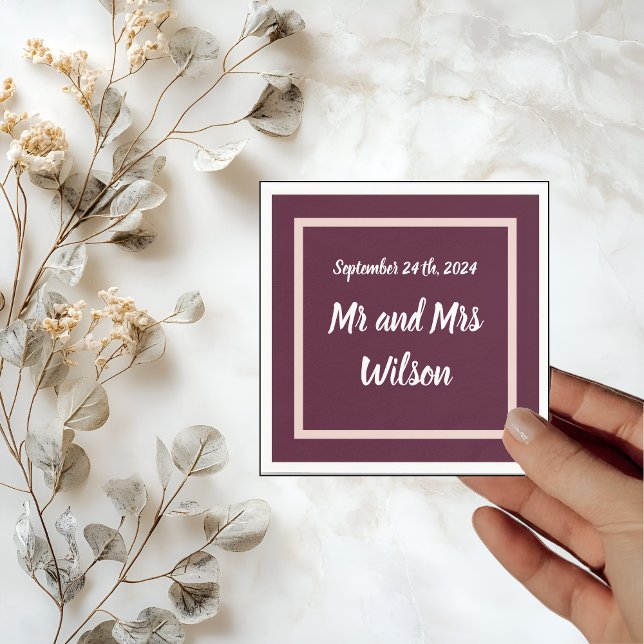 Modern Elegant Typography on Purple Rose Gold Napkin (Creator Uploaded)