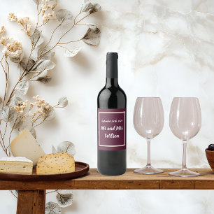 Modern Elegant Typography on Purple Rose Gold wine Label