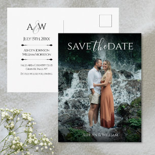 Modern Elegant Typography Photo Save the Date Postcard