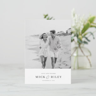 Modern Elegant Typography Photo Wedding Thank You Card