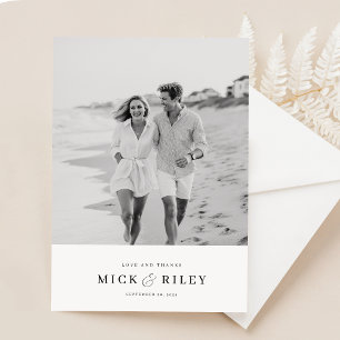 Modern Elegant Typography Photo Wedding Thank You Card