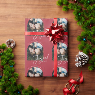 Modern elegant typography red joyful Christmas Wrapping Paper