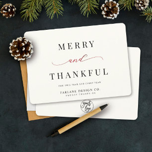 Modern Elegant Typography Thankful Business Logo Holiday Card