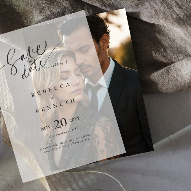 Modern Elegant Typography Wedding Save The Date Vellum Invitations (Creator Uploaded)