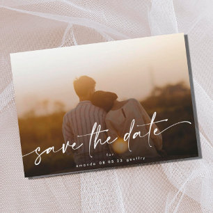 Modern Elegant Typography White Overlay Photo Save The Date