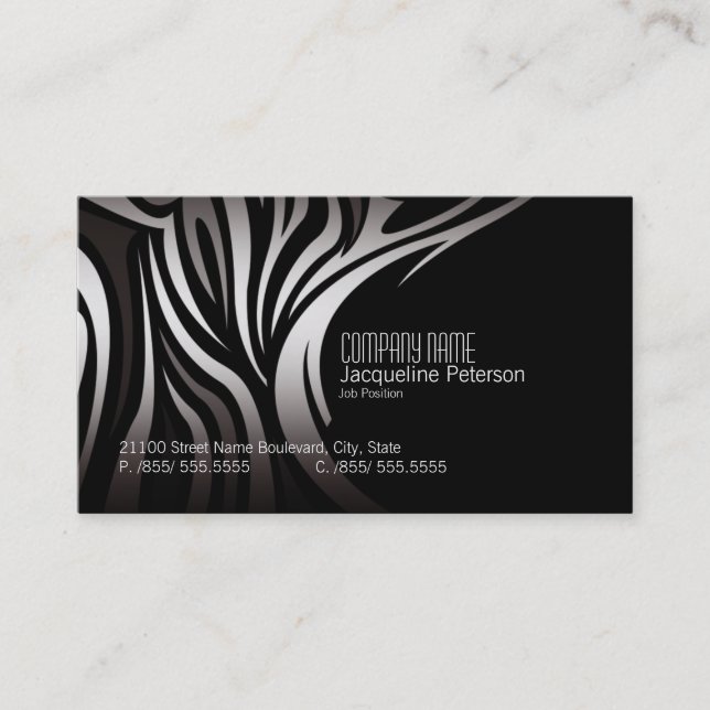 Modern Elegant Unique Zebra  Fashion Business Card (Front)
