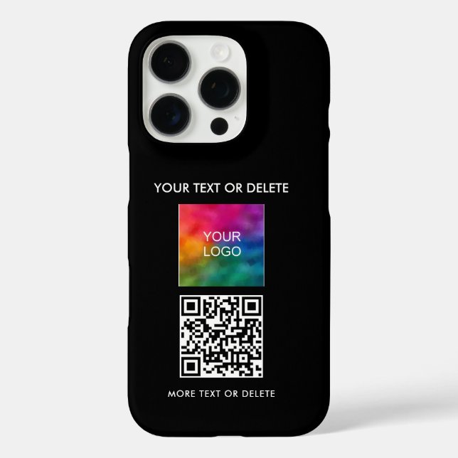 Modern Elegant Upload Business Logo QR Code Simple Case-Mate iPhone Case (Back)