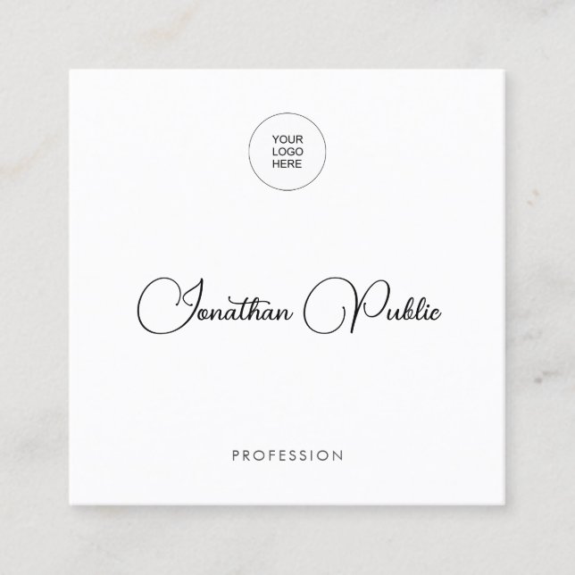 Modern Elegant Upload Company Logo Professional Square Business Card (Front)