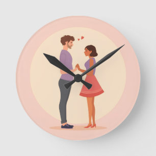 Modern Elegant Valentine’s Day Romantic Love Desig Round Clock
