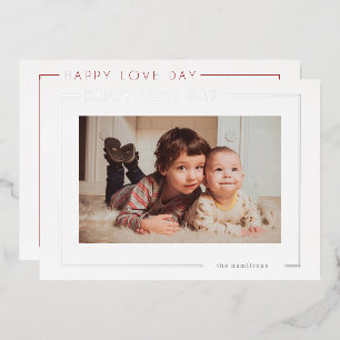 Modern elegant Valentine's Photocard Foil Holiday Card