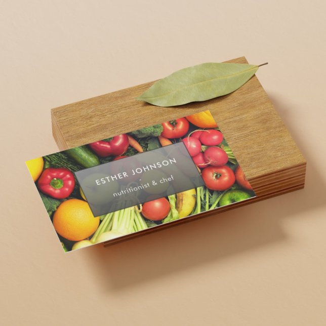 Modern Elegant Vegetables Nutrition Life Coach Business Card (Creator Uploaded)
