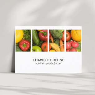 Modern Elegant Vegetables Photo Nutritionist Chef Business Card