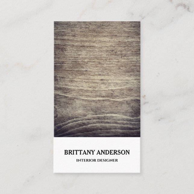 Modern Elegant Vintage Rustic Wood Monogram Business Card (Front)