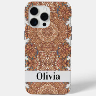 Modern elegant  vintage style flowers  iPhone 15 pro max case