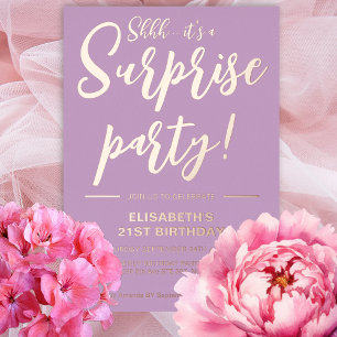 Modern Elegant Violet 21st Surprise Birthday